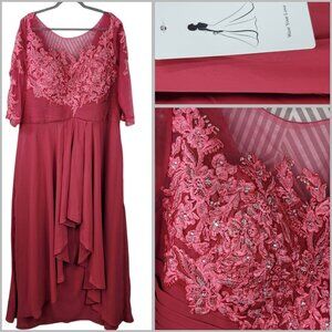 NEW Evening Prom Dress Plus 22/24W Maxi Event Pink Mother Of The Bride Groom